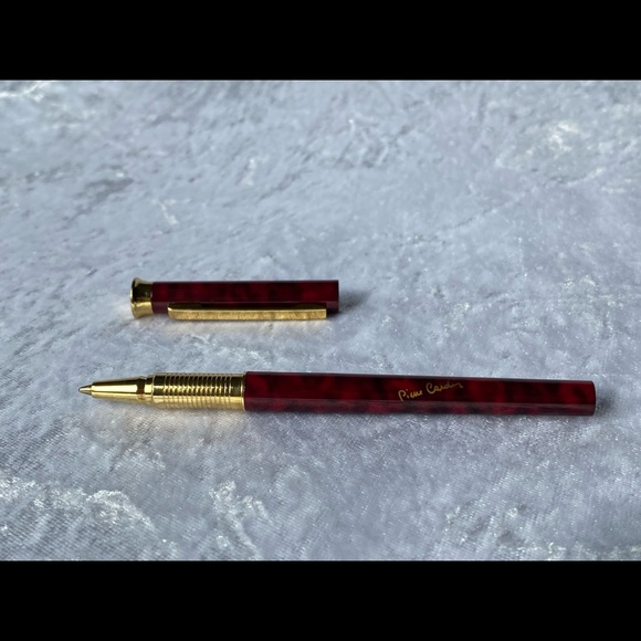Pierre Cardin Pen Ballpoint Red Brown Gold Tone Swiss - Picture 8 of 8